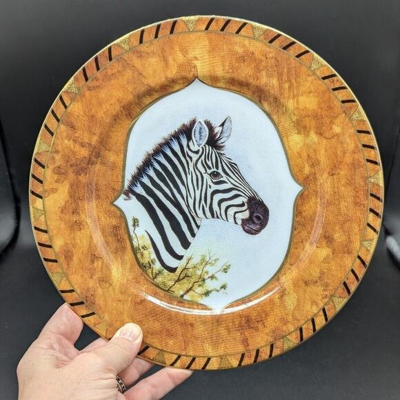 Lynn Chase Plate African Portraits Zebra Luncheon Dinner 9 Inch Safari 1990s - Picture 11 of 11